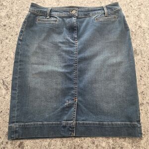 TALBOTS Women's Blue Denim Cotton Blend Skirt Casual Everyday Size 8 Petite